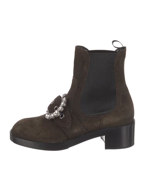 Miu Miu Suede Crystal Embellishments Boots 